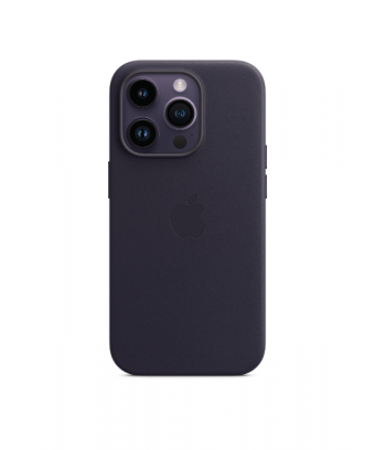 Coque en cuir avec MagSafe pour iPhone 14 Pro - Encre violette