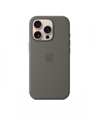 Coque en silicone avec MagSafe pour iPhone 16 Pro - Gris minéral