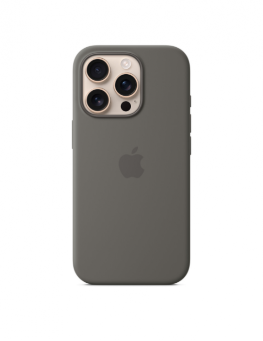 Coque en silicone avec MagSafe pour iPhone 16 Pro - Gris minéral