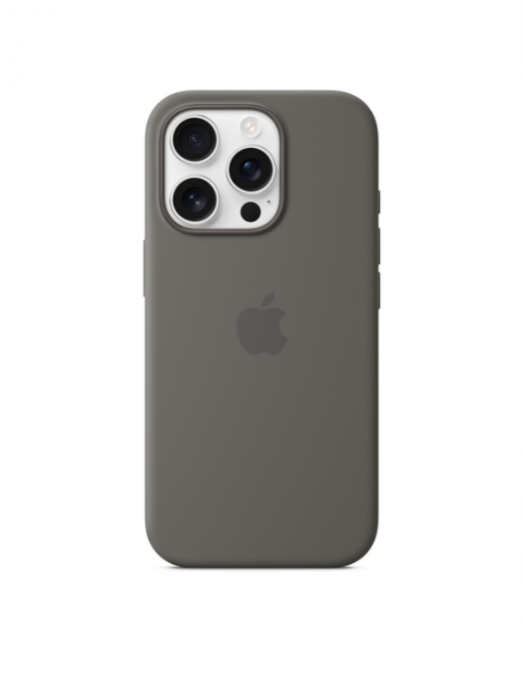 Coque en silicone avec MagSafe pour iPhone 16 Pro - Gris minéral