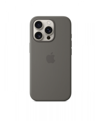 Coque en silicone avec MagSafe pour iPhone 16 Pro - Gris minéral