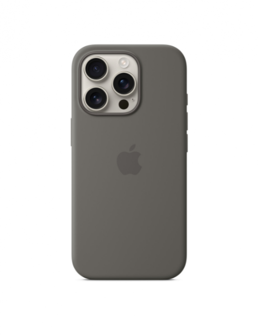 Coque en silicone avec MagSafe pour iPhone 16 Pro - Gris minéral