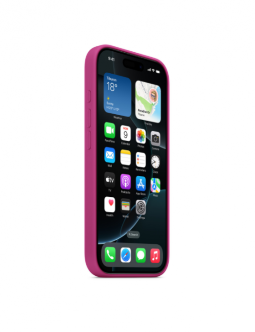 Coque en silicone avec MagSafe pour iPhone 16 Pro - Fuchsia