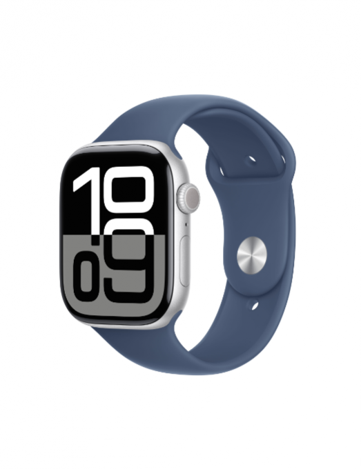 Apple Watch Series 10 GPS 46 mm Aluminium Argent Bracelet Sport Denim M/L